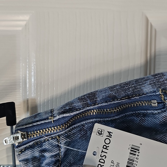 NWT PTCL Medium Wash Drawstring Front Flower Print Denim Miniskirt  Large - Picture 10 of 14